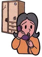 イラスト：大型ごみ予約の電話をしている様子