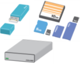 イラスト:USBメモリー、Sdカード、HDD